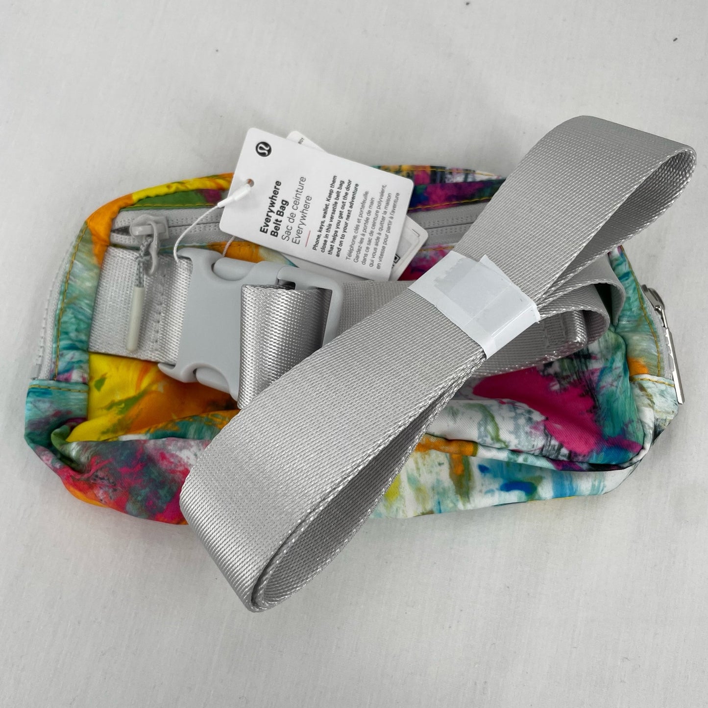 NEW Lululemon Belt Bag EBB No Limits White Multi Zip Pockets Longer Fit Strap 1L