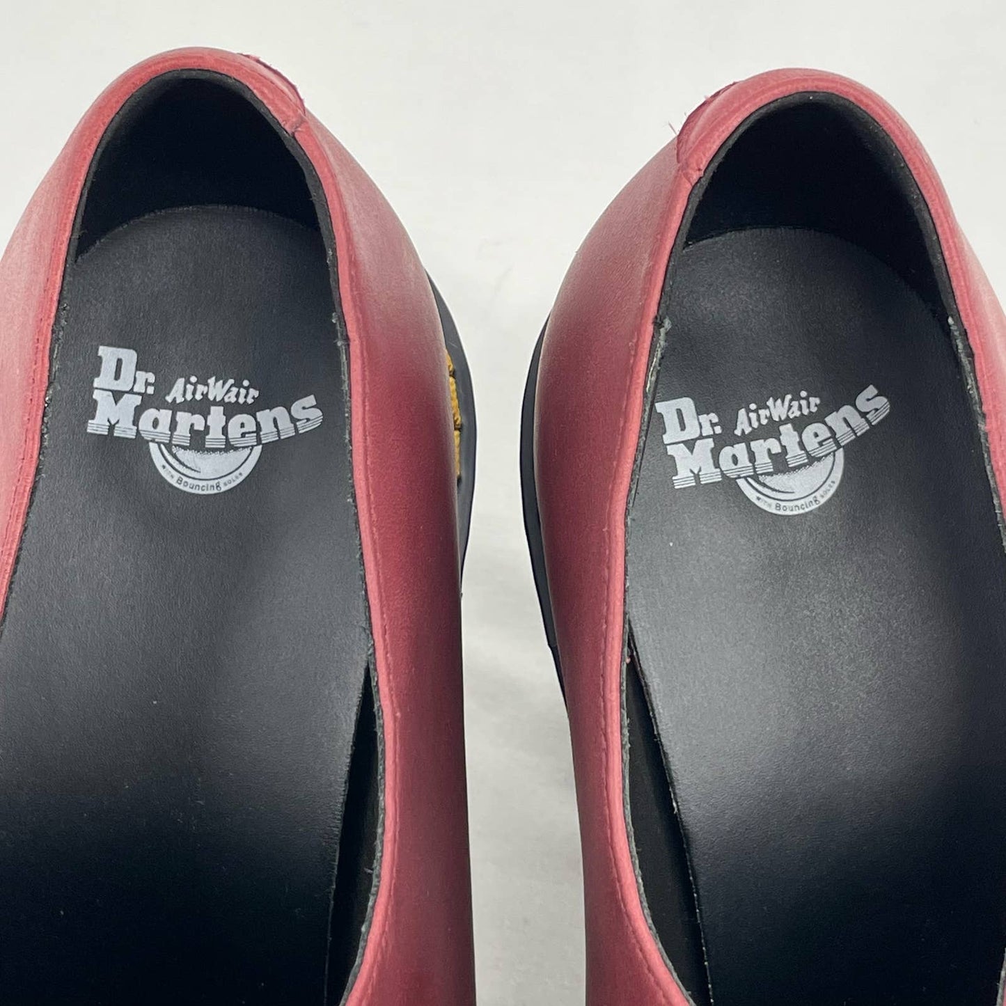 Dr. Martens Cordelia Wine Red Maroon Leather Chunky High Heeled Pumps Shoes Size 11