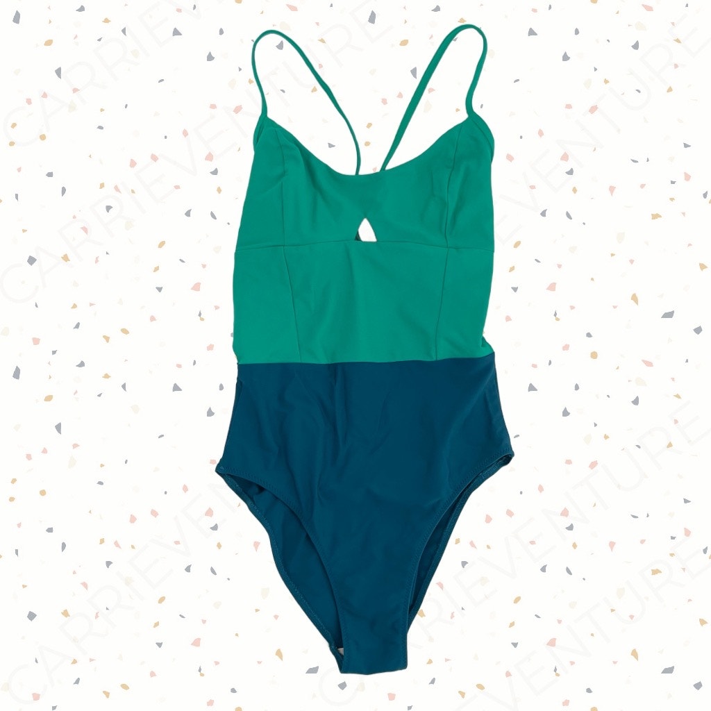 Summersalt The Swan Dive Green Teal Seaglass Seaweed Keyhole One Piece Swimsuit, Size 2