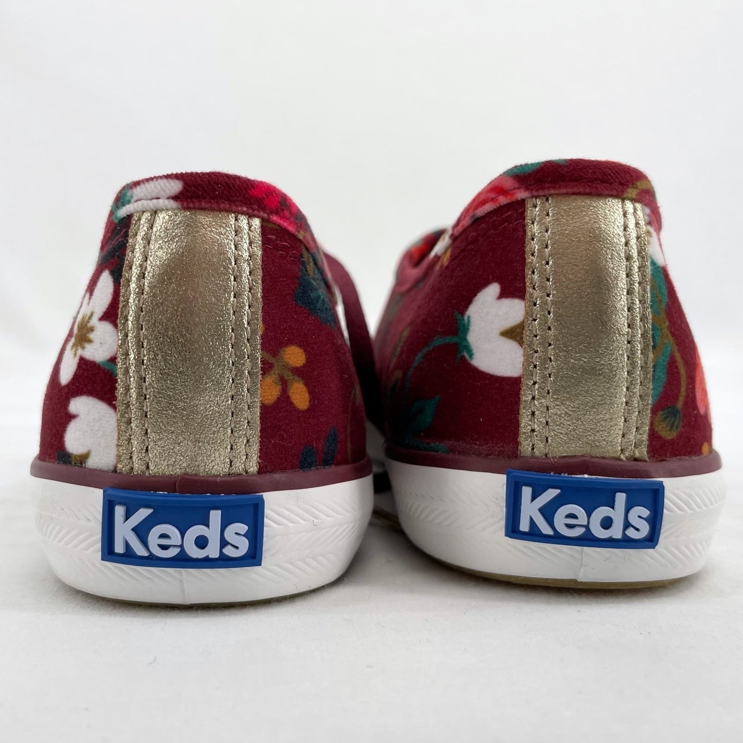 NEW Keds X Rifle Paper Co Sneakers Red Velvet Floral Garden Fall Flats Shoes Size 8.5