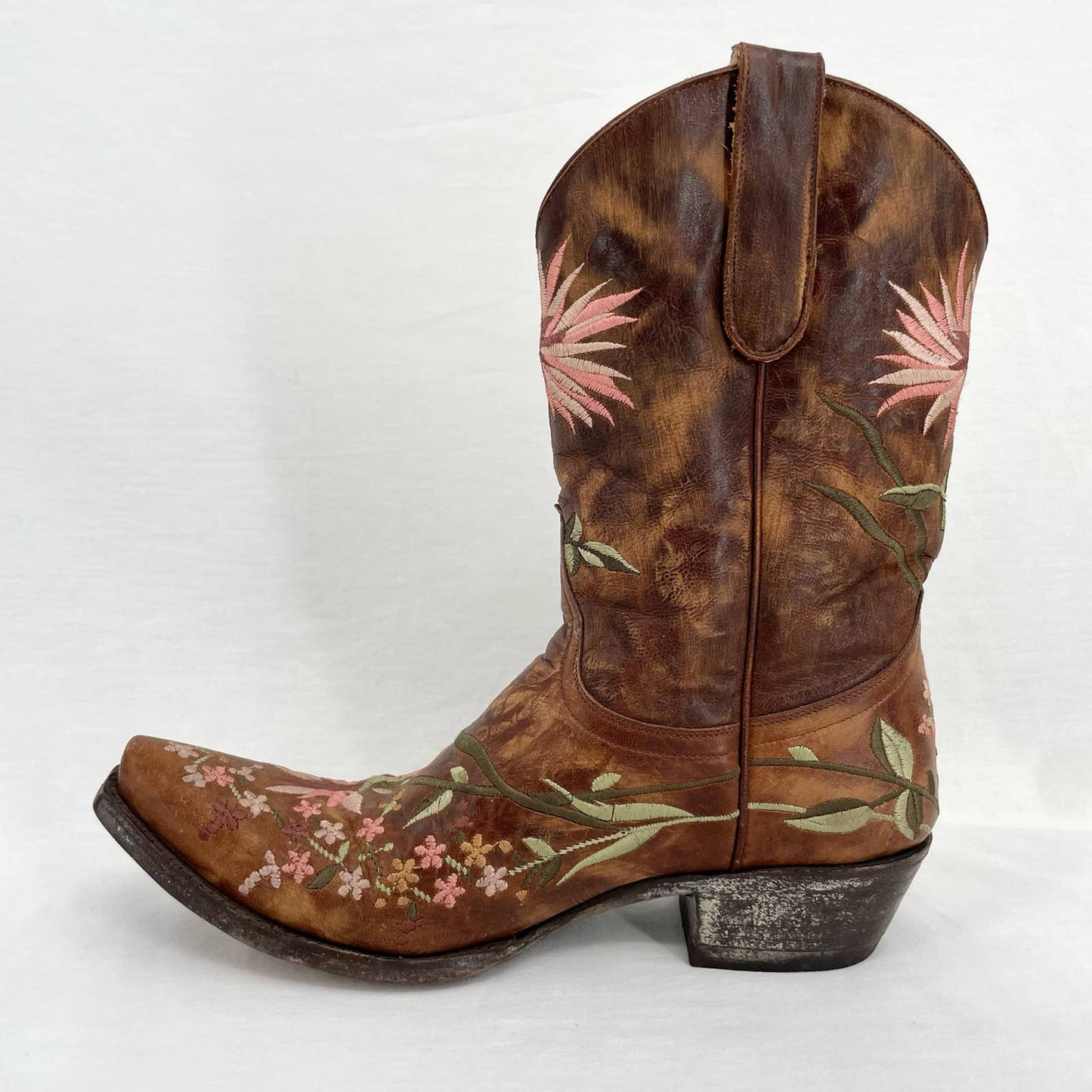 Old Gringo Ellie Boot Low Western Cowboy Cowgirl Floral Leather Brass Brown Size 8.5