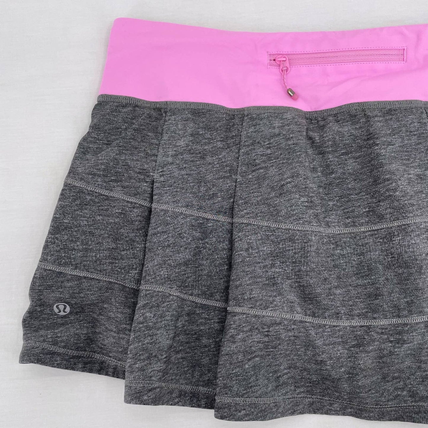 Lululemon Pace Rival II Skirt Heathered Deep Coal Tennis Skort Gray Grey Pink Size 6