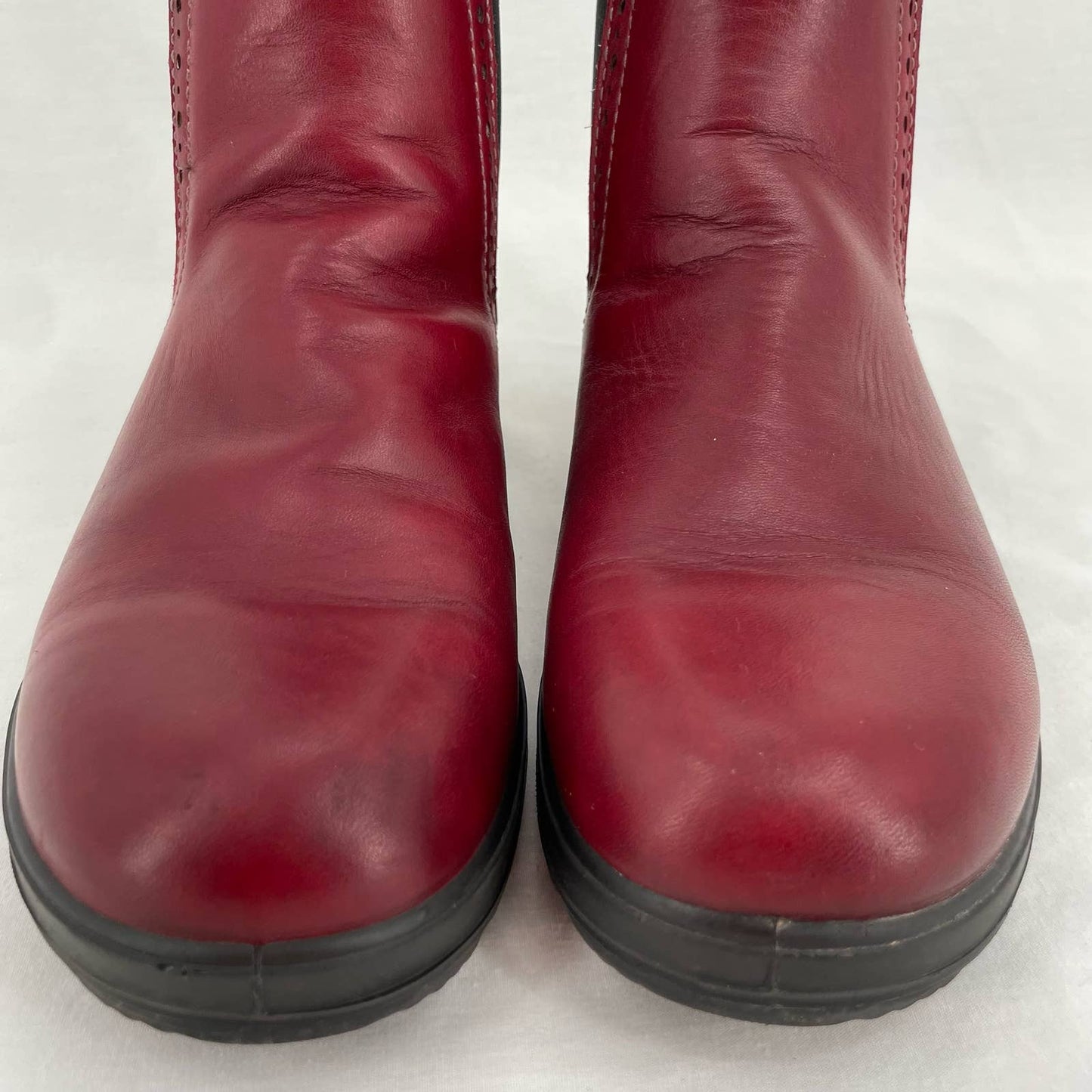 Blundstone Red Leather High Top Brogue Chelsea Boots Burgundy Redwood Maroon Size AU 6 | US 9