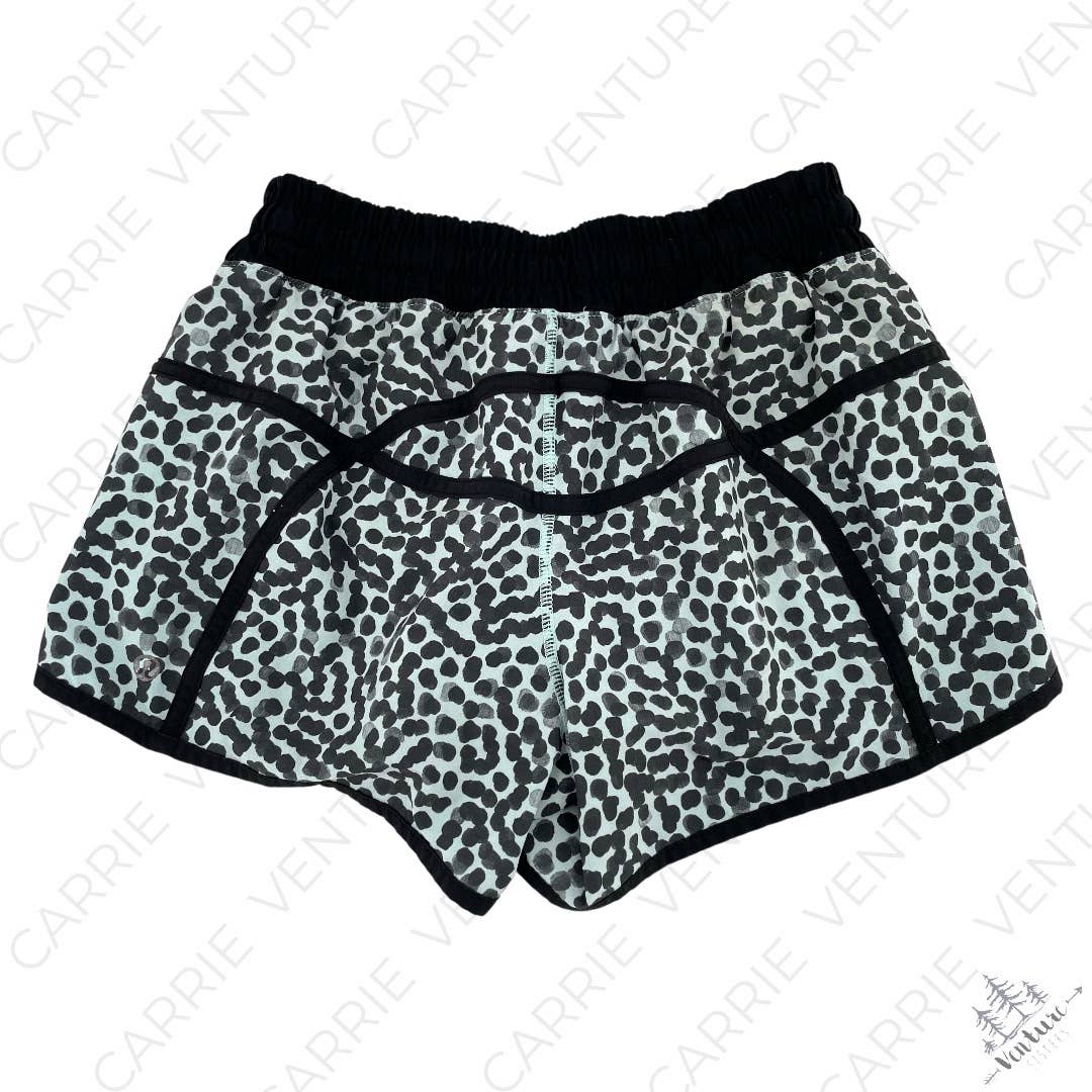 Lululemon Tracker Short III Ace Spot Tranquil Blue Black Running Active Shorts Size 6