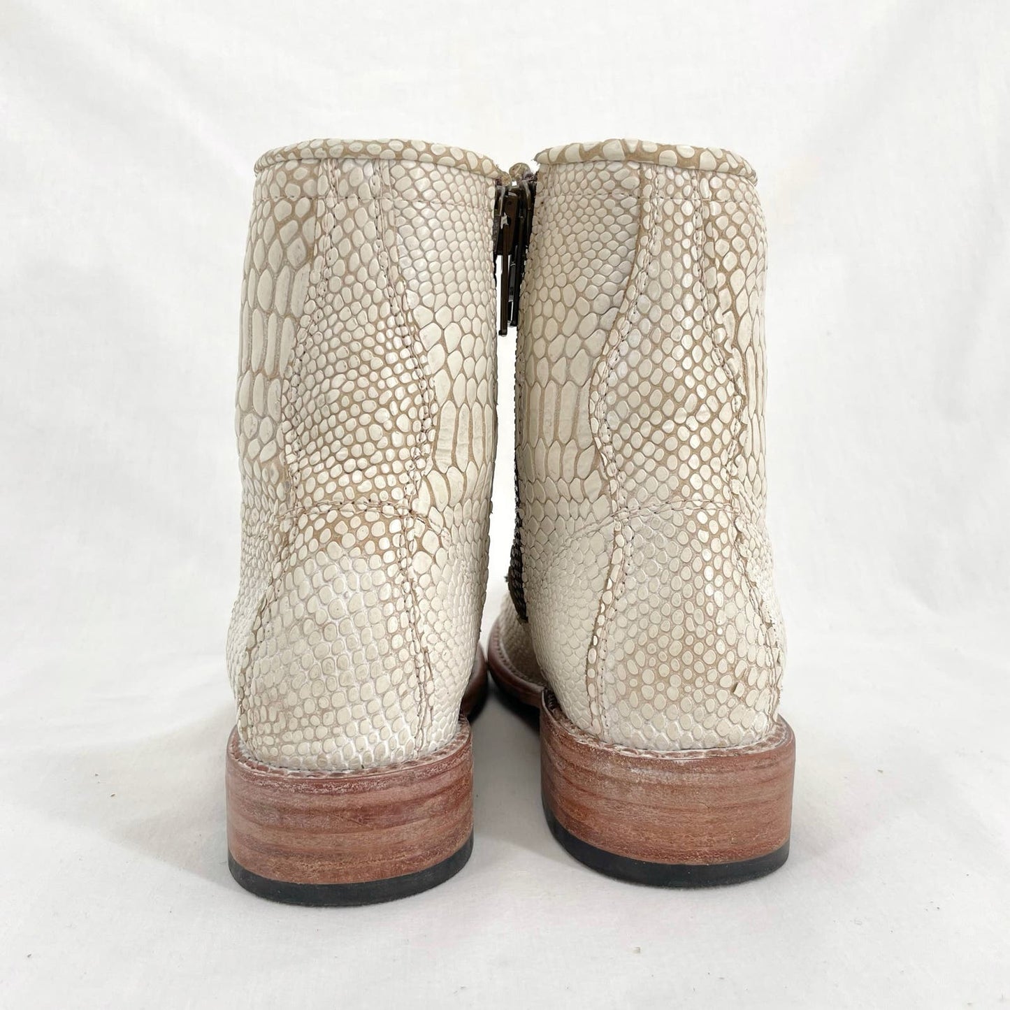 Freebird by Steven Manchester White Snake Leather Wrap Lace Up Boho Boots Size 6