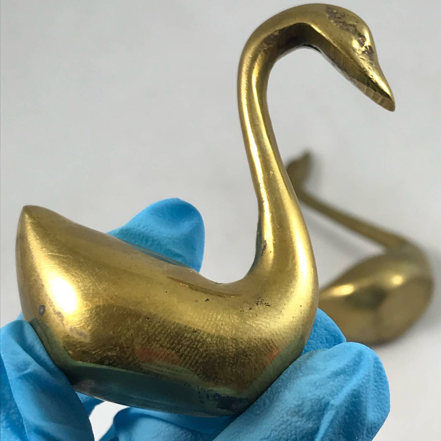 Vintage Brass Swan Pair Sleek Mid-Century Modern Home Decor Gold Birds Set of 2