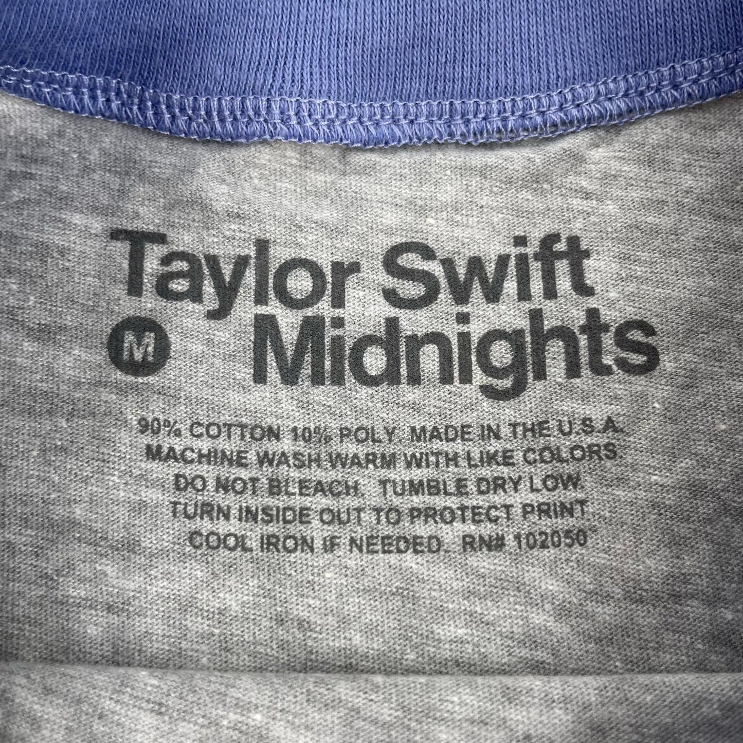 Taylor Swift Karma Is My Boyfriend Midnights Cropped Ringer Tee Purple Gray Size M