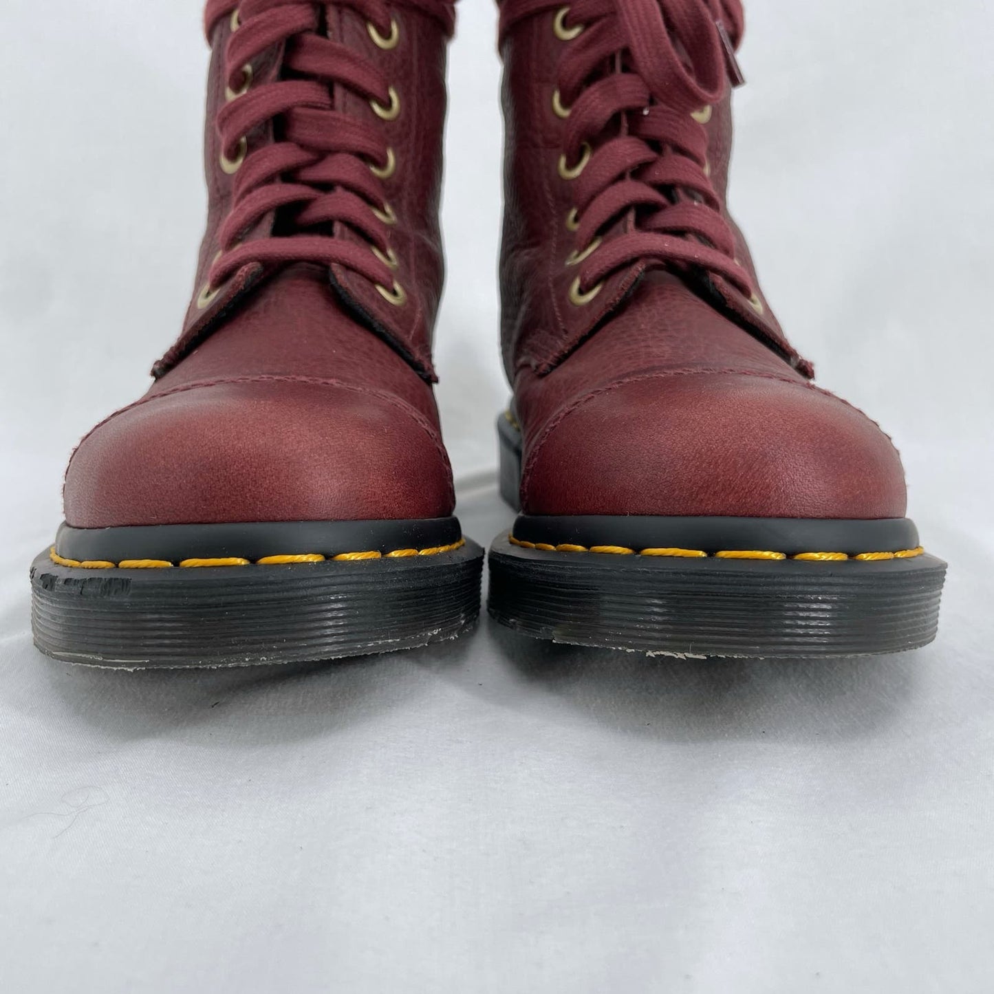 Dr. Martens Aimilita Red Leather Fold Over Biker Boot Tartan Green Grunge Docs Size 7