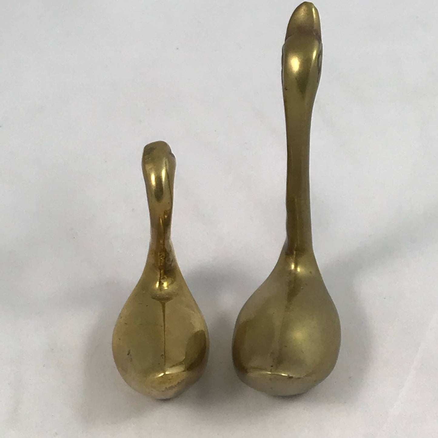 Vintage Brass Swan Pair Sleek Mid-Century Modern Home Decor Gold Birds Set of 2