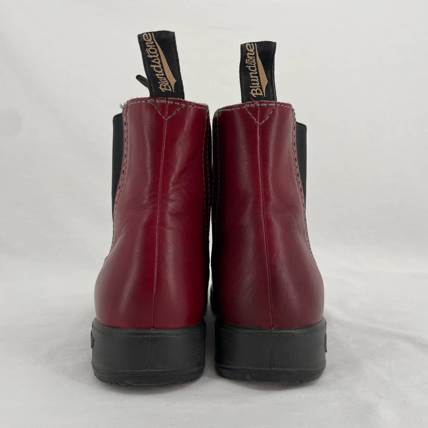 Blundstone Red Leather High Top Brogue Chelsea Boots Burgundy Redwood Maroon Size AU 6 | US 9