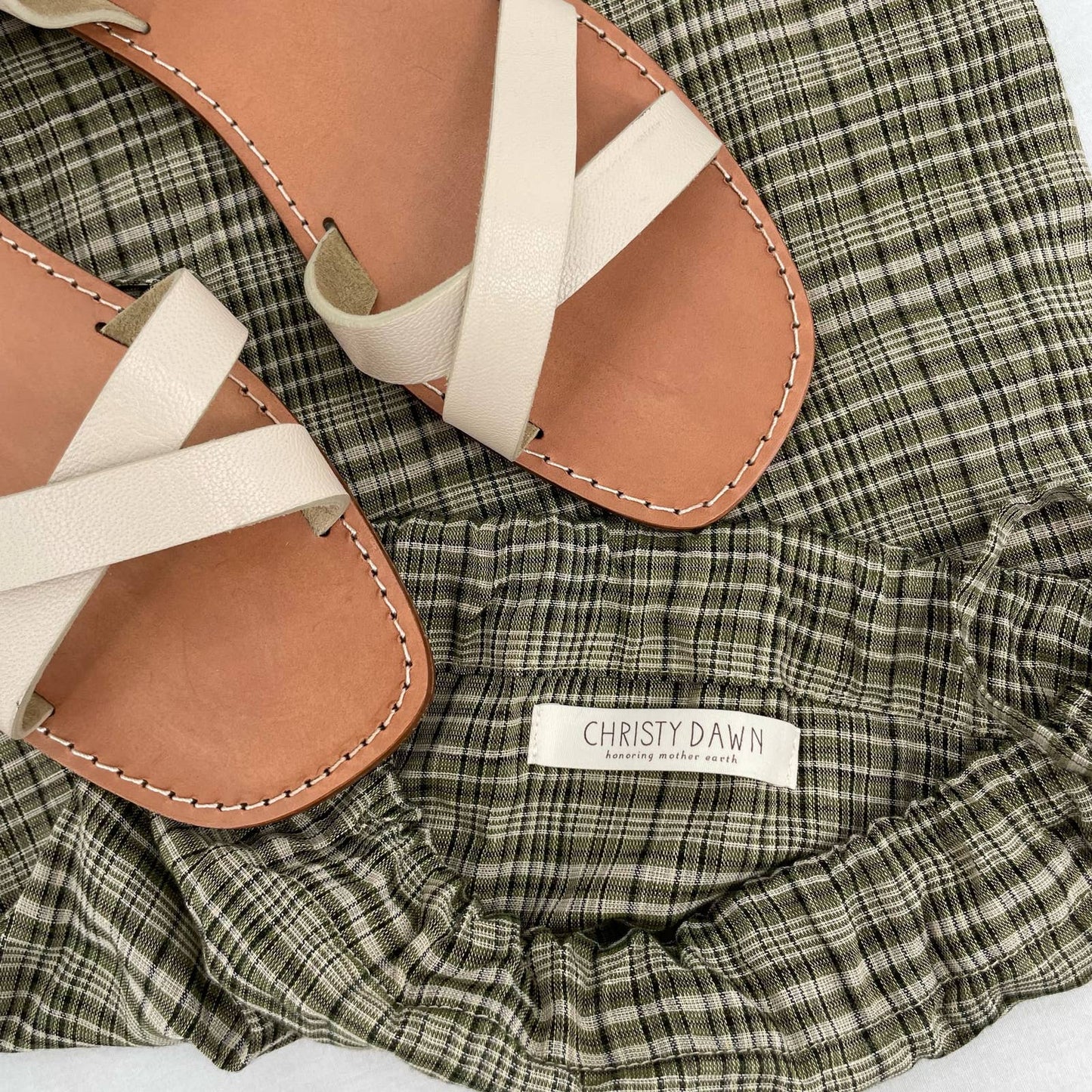 Christy Dawn The Dawn Sandals Sandstone Leather Strappy Flat Shoes Cream Tan Size 9