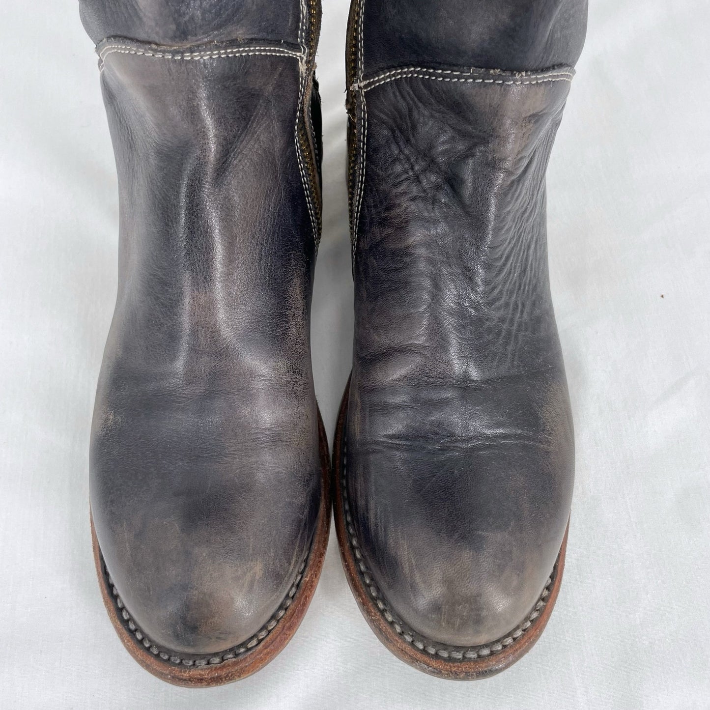 Bed|Stu Cambridge Boots Black Gray Cutout Perforated Tall Boho Shoes Size 7.5