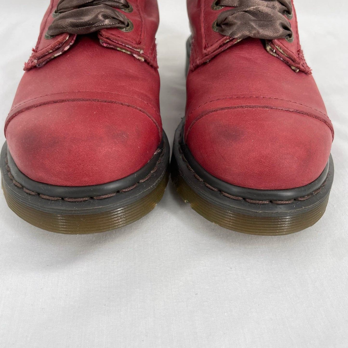 Dr. Martens Triumph Boots Red Oxblood Leather Pirate Fold Down Floral Boots US Size 7