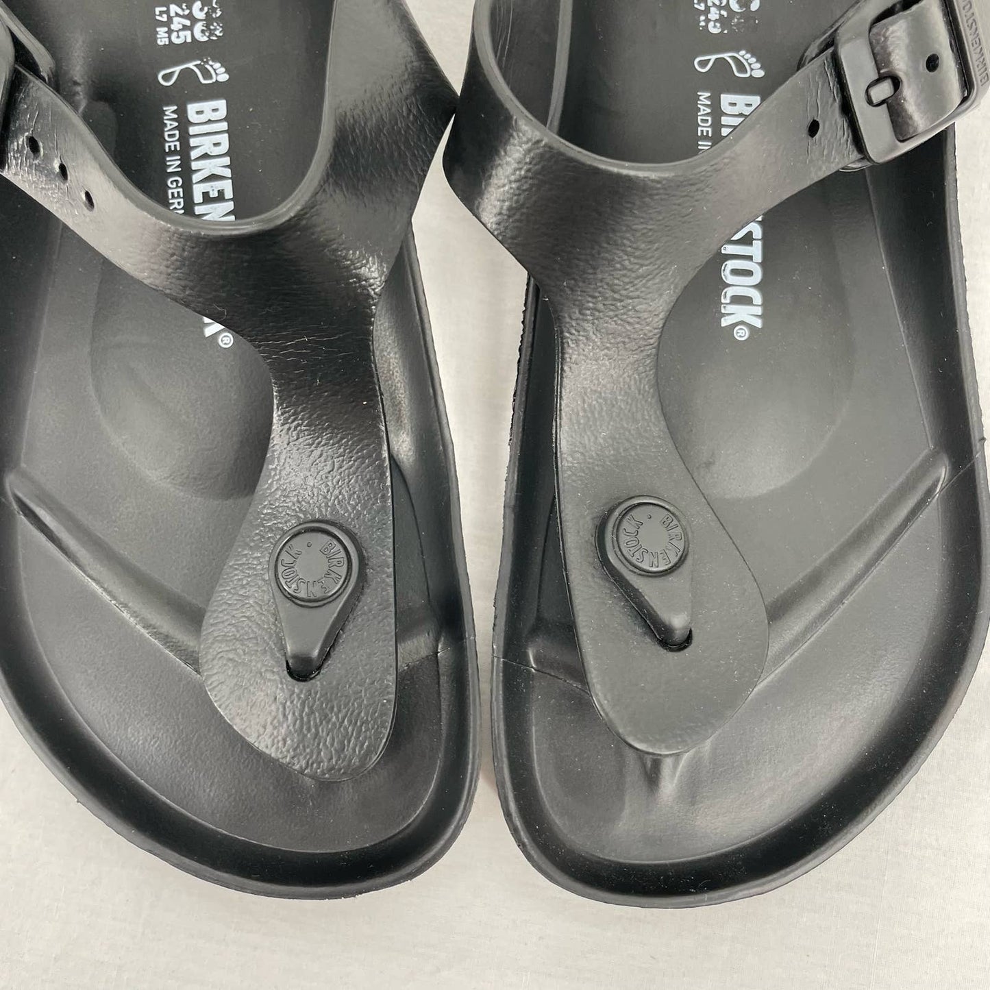 Birkenstock Gizeh Essentials EVA Solid Black Classic Thong Style Sandals Size EU 38