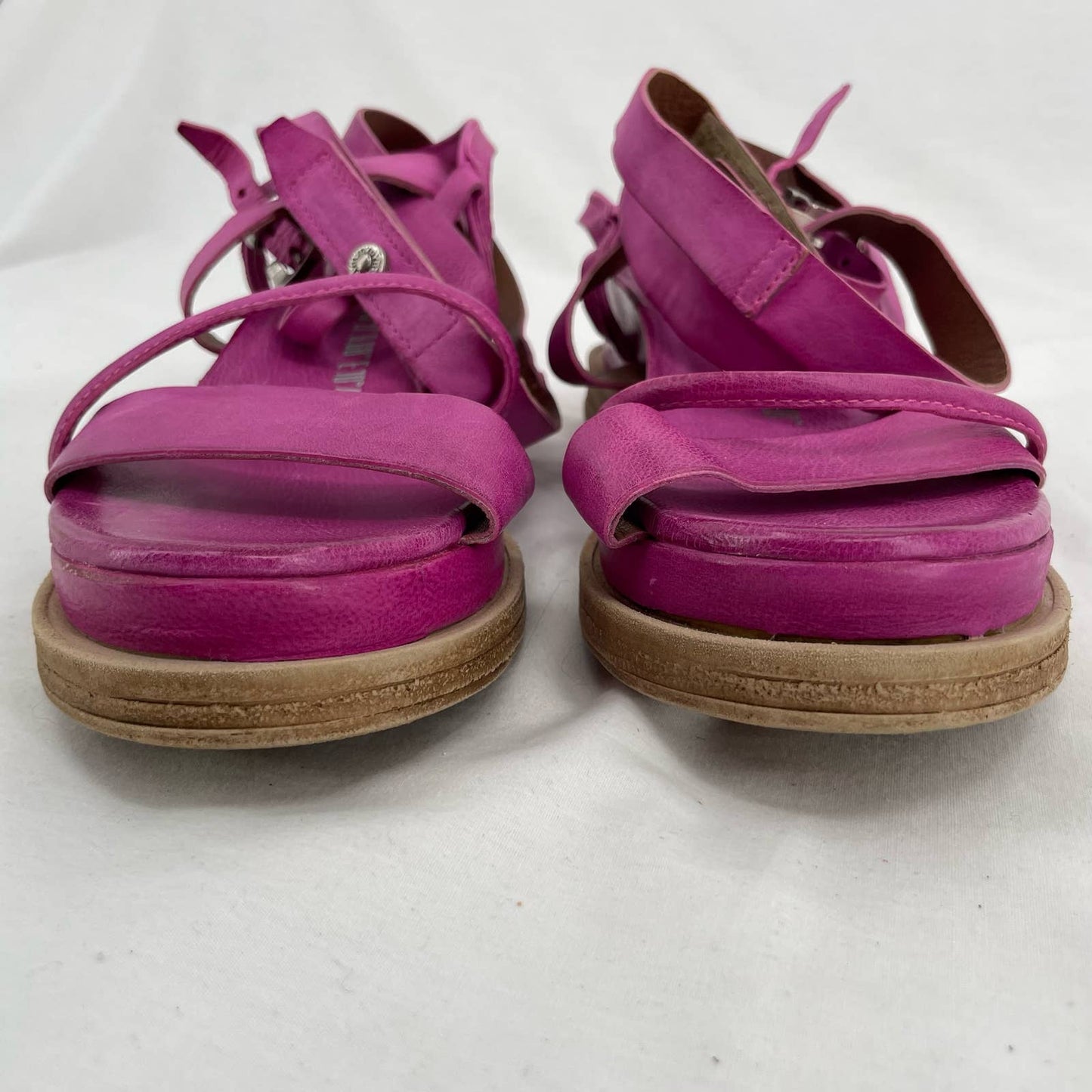 A.S.98 AS98 Labo Hot Pink Fuchsia Leather Wrap Platform Gladiator Sandals Size EU 39