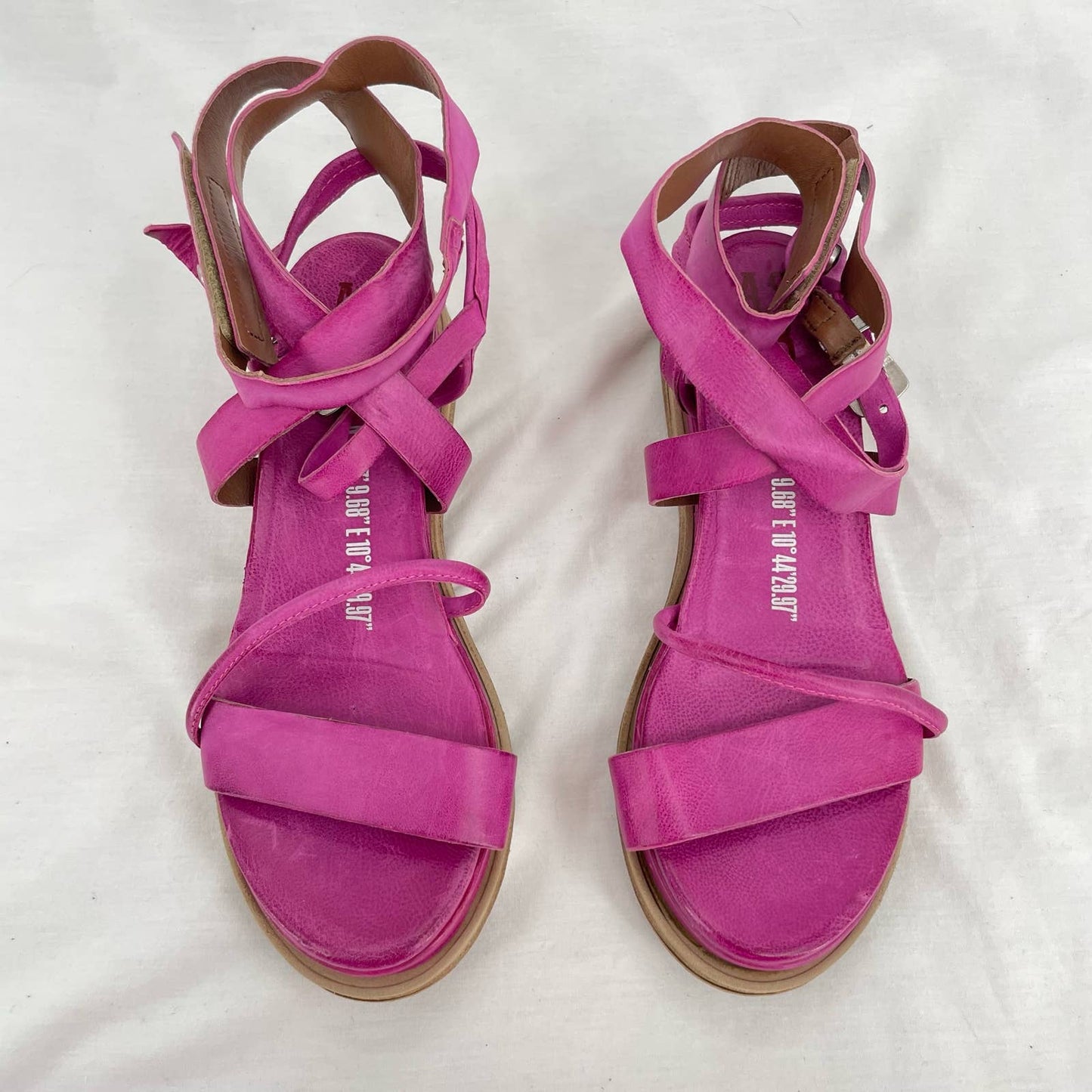 A.S.98 AS98 Labo Hot Pink Fuchsia Leather Wrap Platform Gladiator Sandals Size EU 39