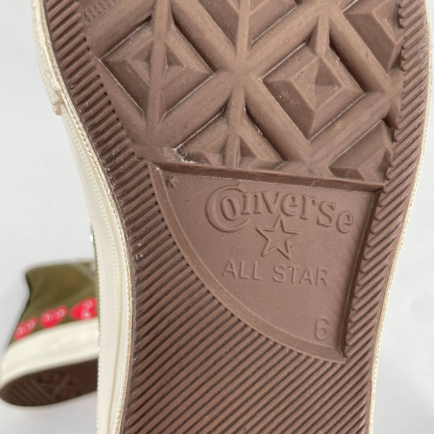 Converse X Comme des Garcons Play Chuck Taylor Multi Heart Khaki Sneakers Shoes Size W 8