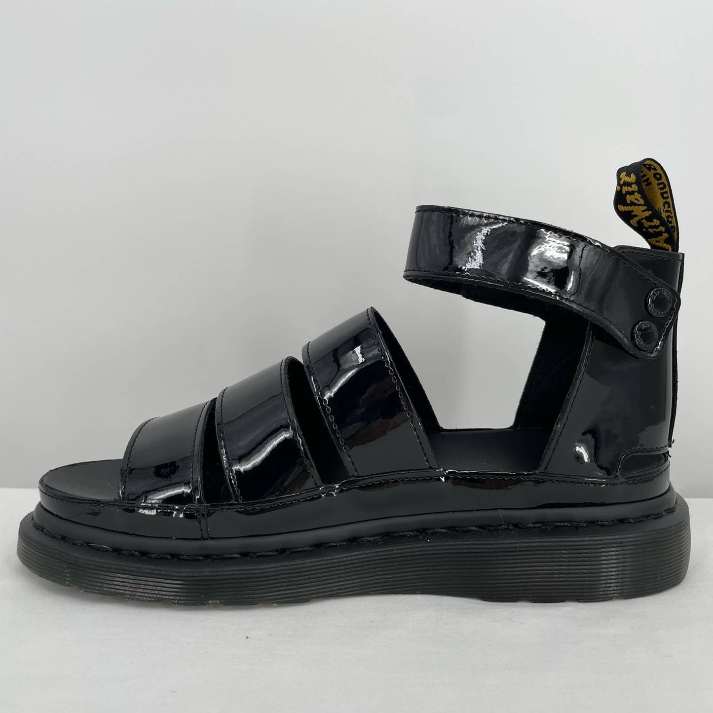 Dr. Martens Clarissa II Black Patent Leather Sandals Goth Grunge Summer Size 9
