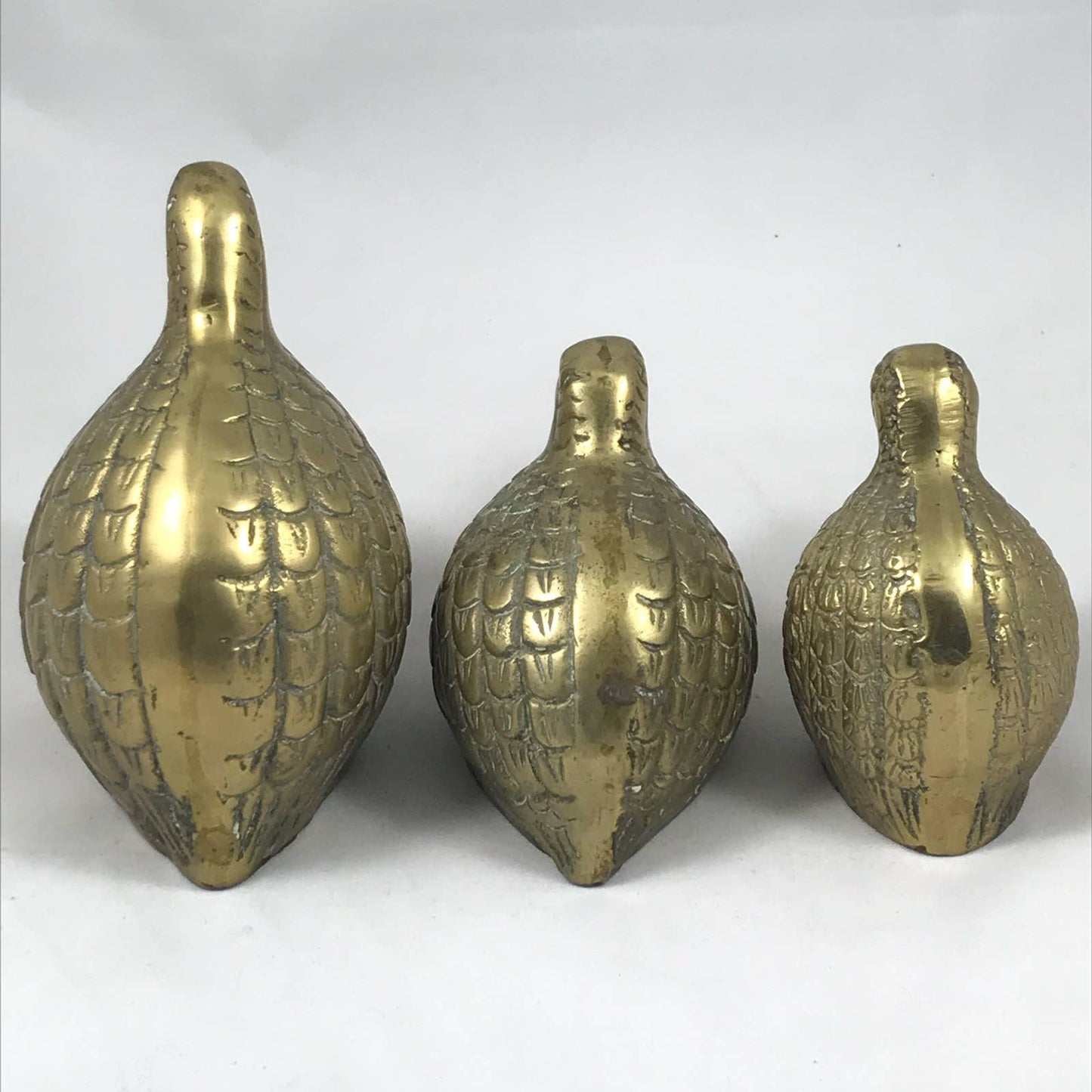 Vintage Brass Quail Grouse Set of 3 MidMod Game Bird Rustic Chic Farmhouse Decor