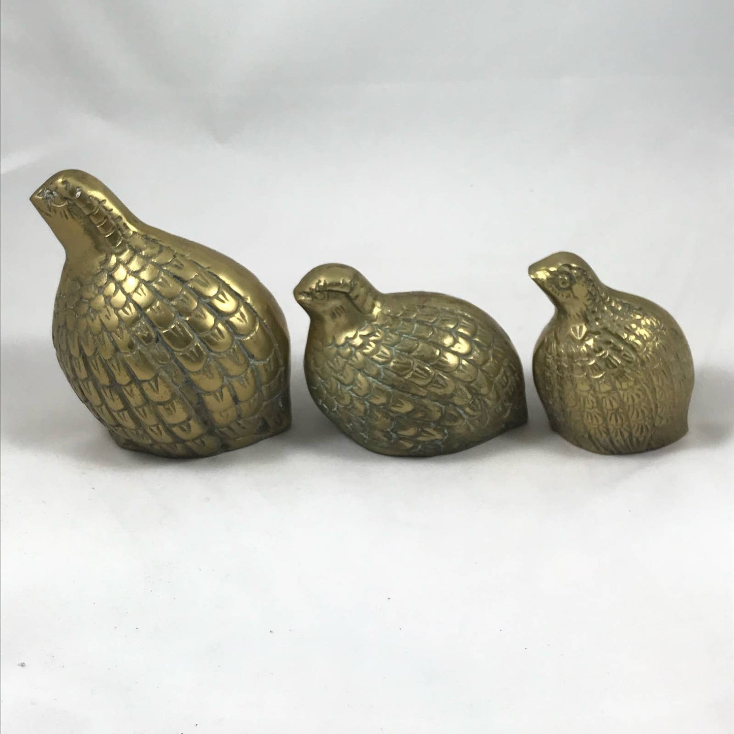 Vintage Brass Quail Grouse Set of 3 MidMod Game Bird Rustic Chic Farmhouse Decor