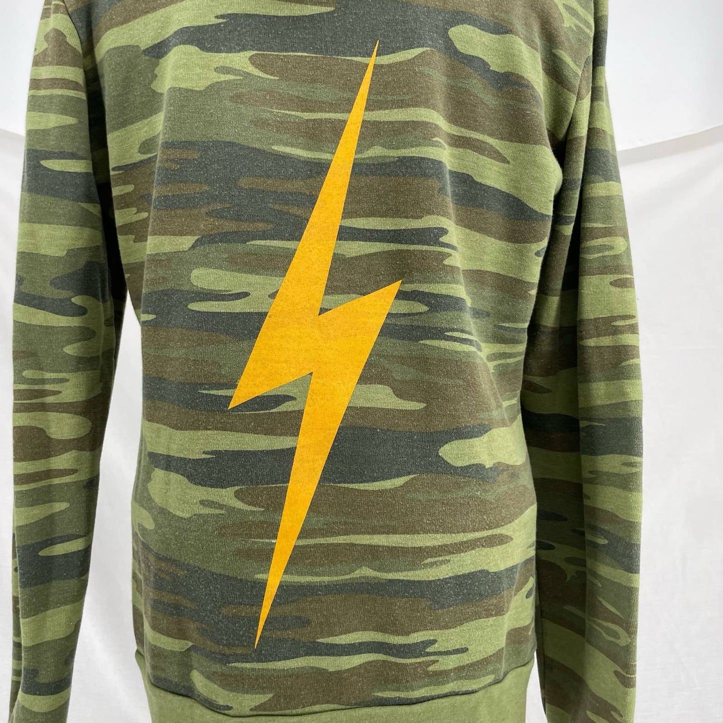 Aviator Nation Zip Hoodie Bolt Camo Green Camouflage Yellow Lightning Unisex Size L