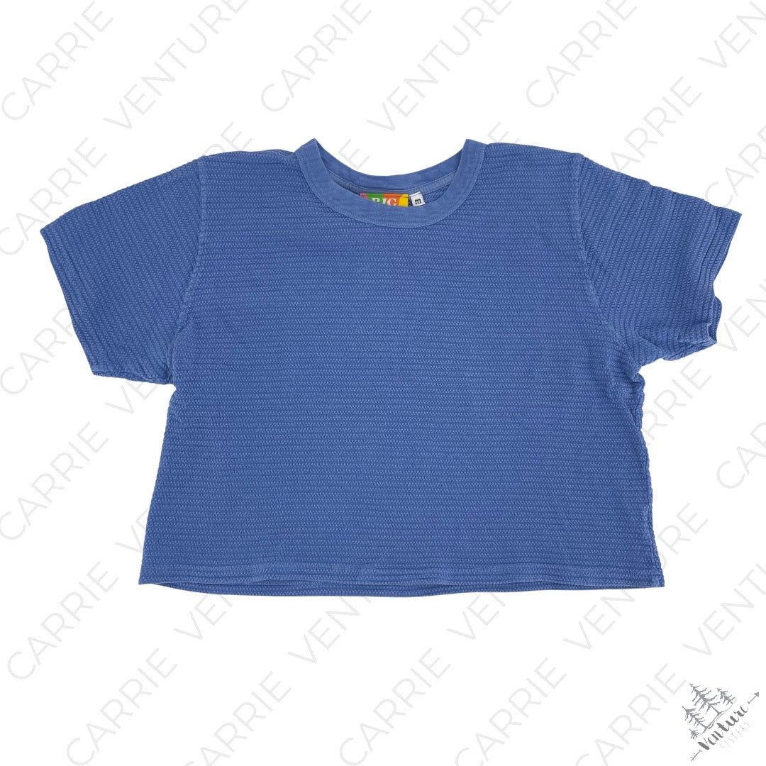 Big Bud Press Honeycomb Crop Tee Cornflower Blue Cropped Cotton Short Sleeve Unisex Size M
