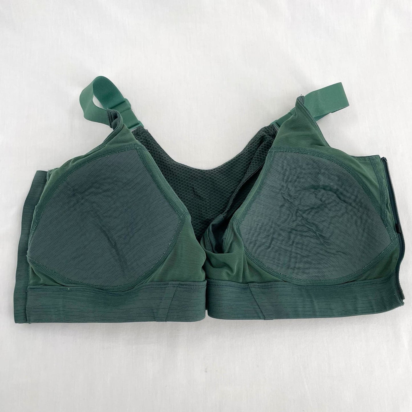 Outdoor Voices Zip Up Front Sports Bra Evergreen Dark Green Adjustable Straps Size XL (C/D)