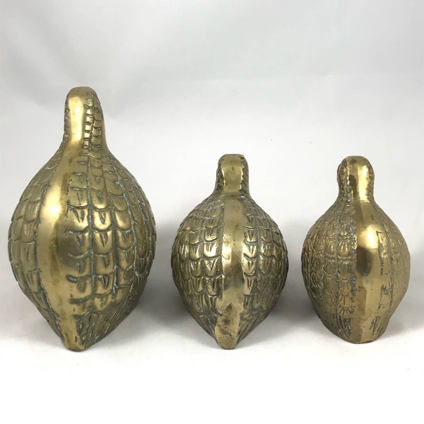 Vintage Brass Quail Grouse Set of 3 MidMod Game Bird Rustic Chic Farmhouse Decor