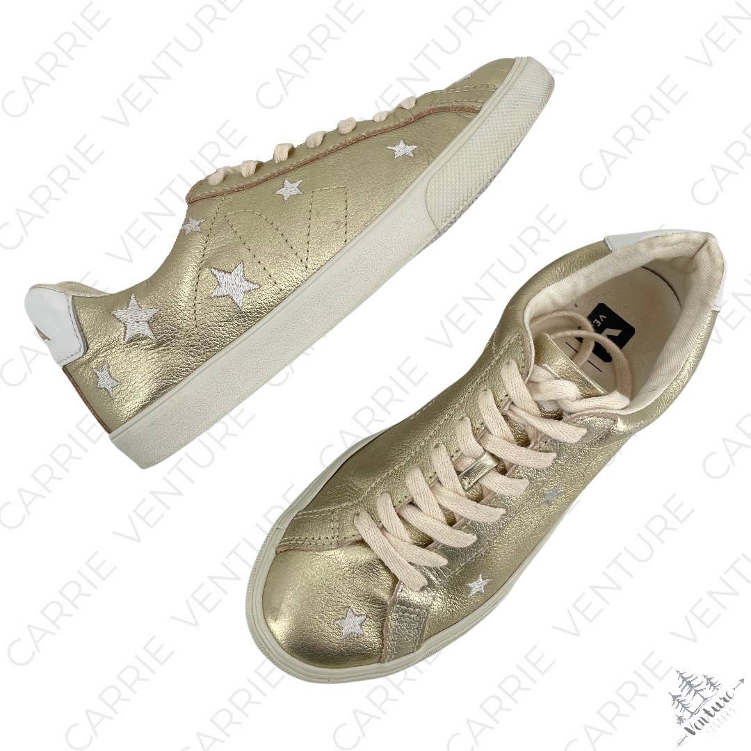 Madewell x Veja Esplar Low Sneakers White Star Embroidery Gold Leather Size 6 | EU 37