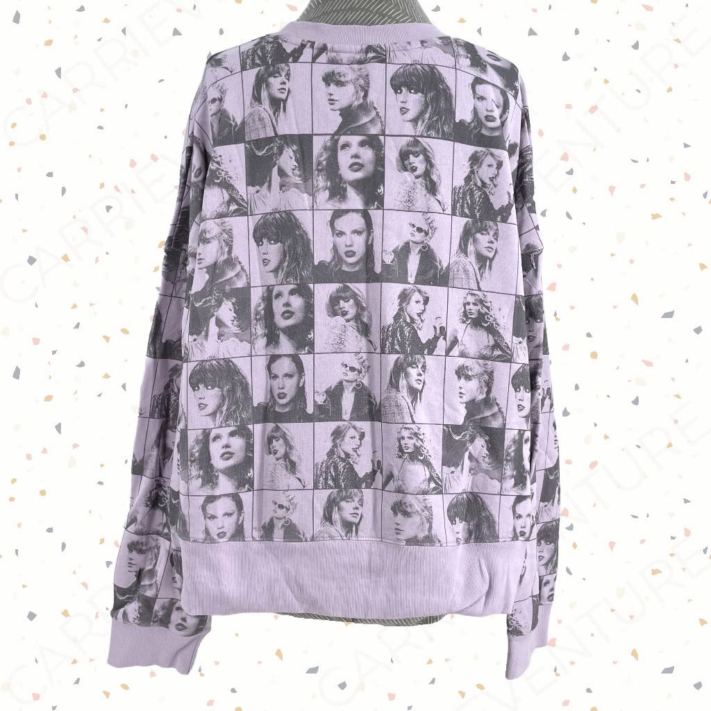 Taylor Swift Eras Tour Cropped Lavender Pullover Sweatshirt All Over Print Size XL