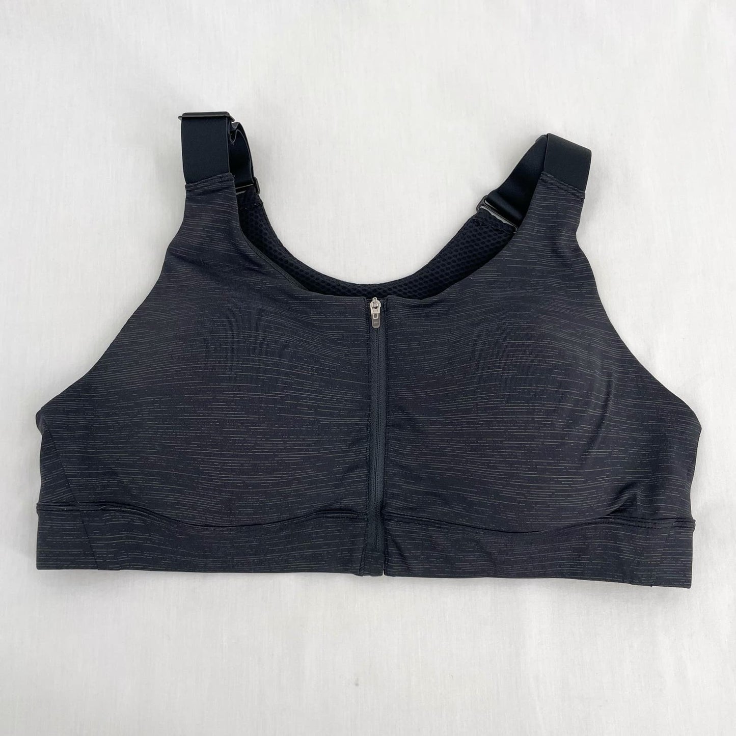 Outdoor Voices Zip Up Front Sports Bra Night Black Dark Gray Adjustable Strap Size XL (C/D)