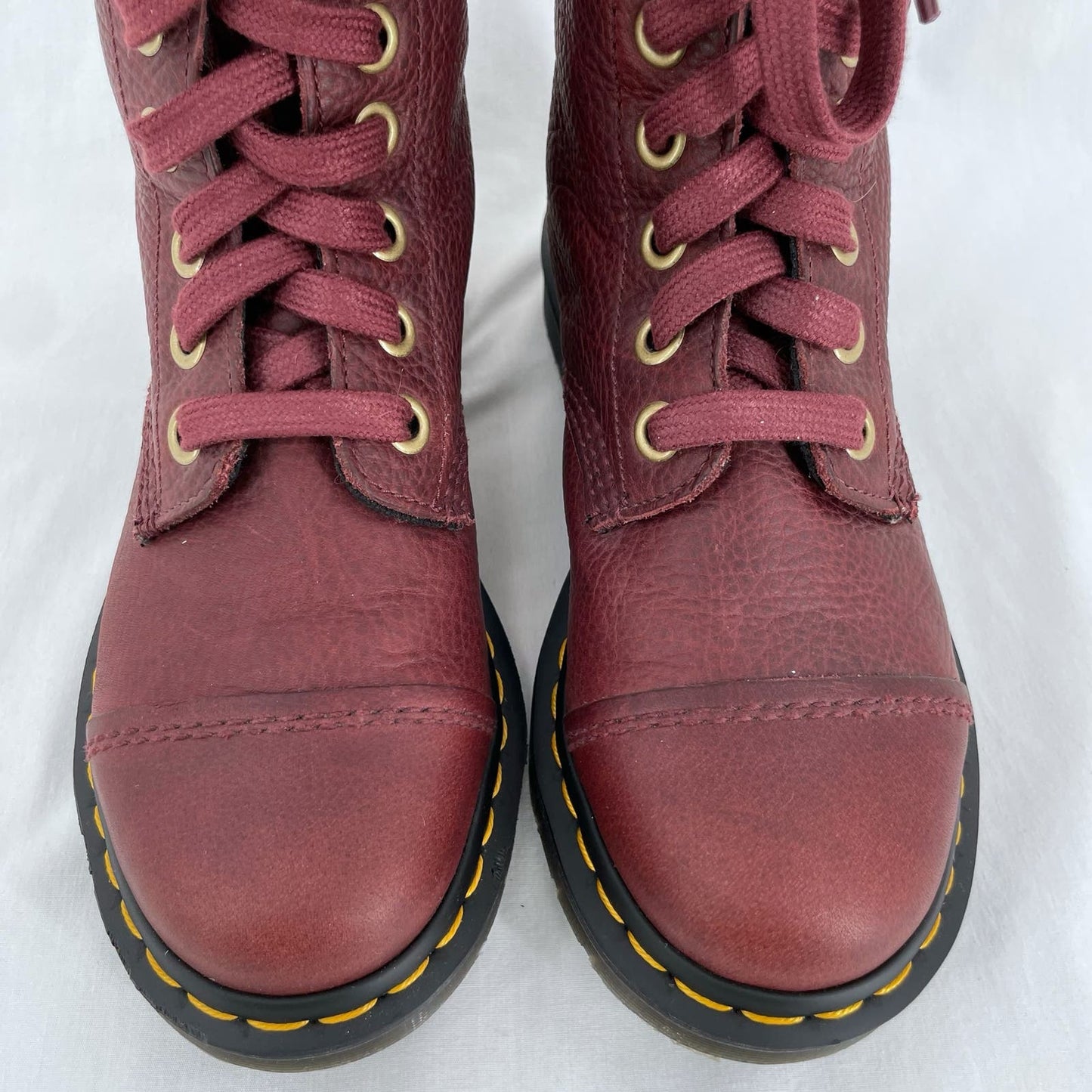 Dr. Martens Aimilita Red Leather Fold Over Biker Boot Tartan Green Grunge Docs Size 7