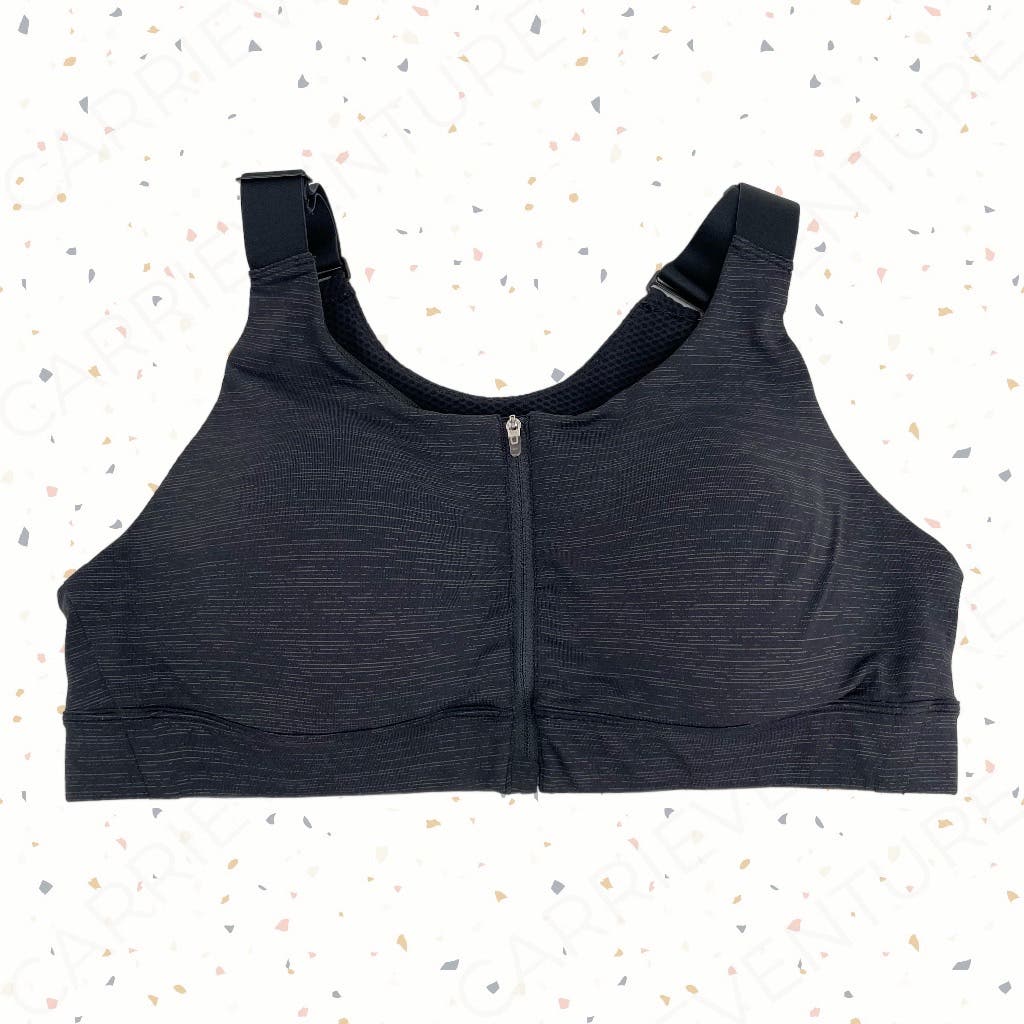 Outdoor Voices Zip Up Front Sports Bra Night Black Dark Gray Adjustable Strap Size XL (C/D)
