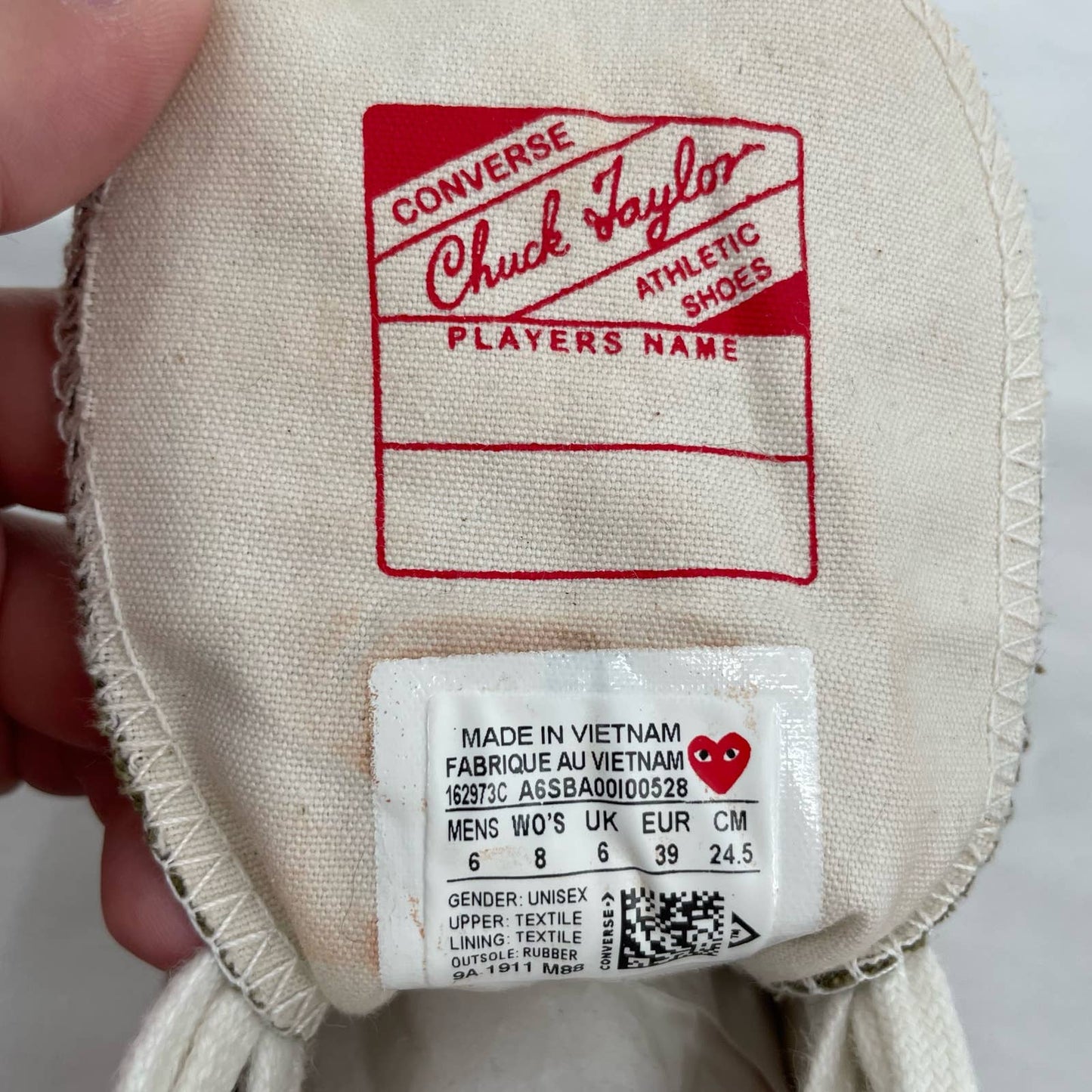 Converse X Comme des Garcons Play Chuck Taylor Multi Heart Khaki Sneakers Shoes Size W 8