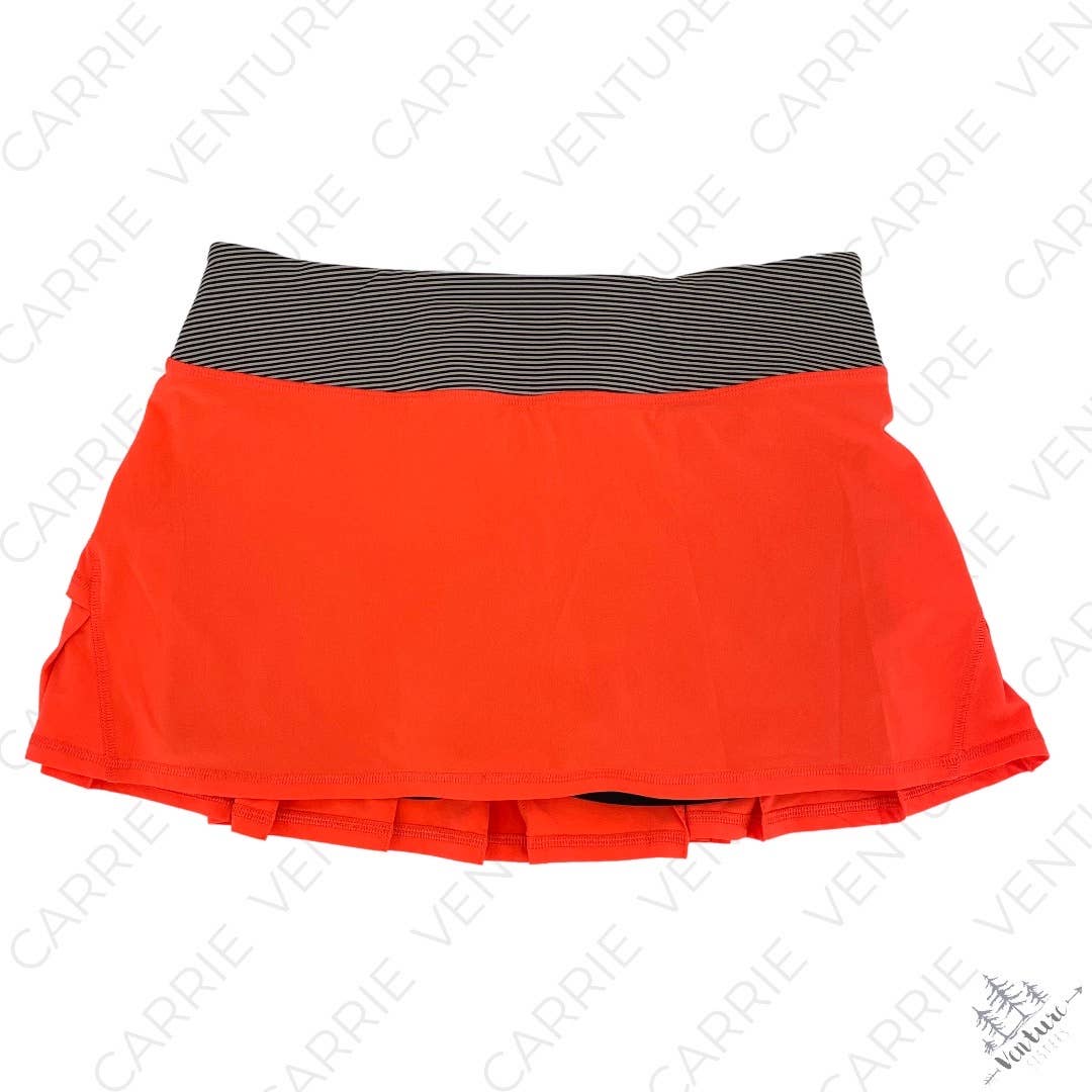 Lululemon Pace Setter Skirt Light Flare Tonka Stripe Cashew Blaze Orange Tennis Skort Size 6