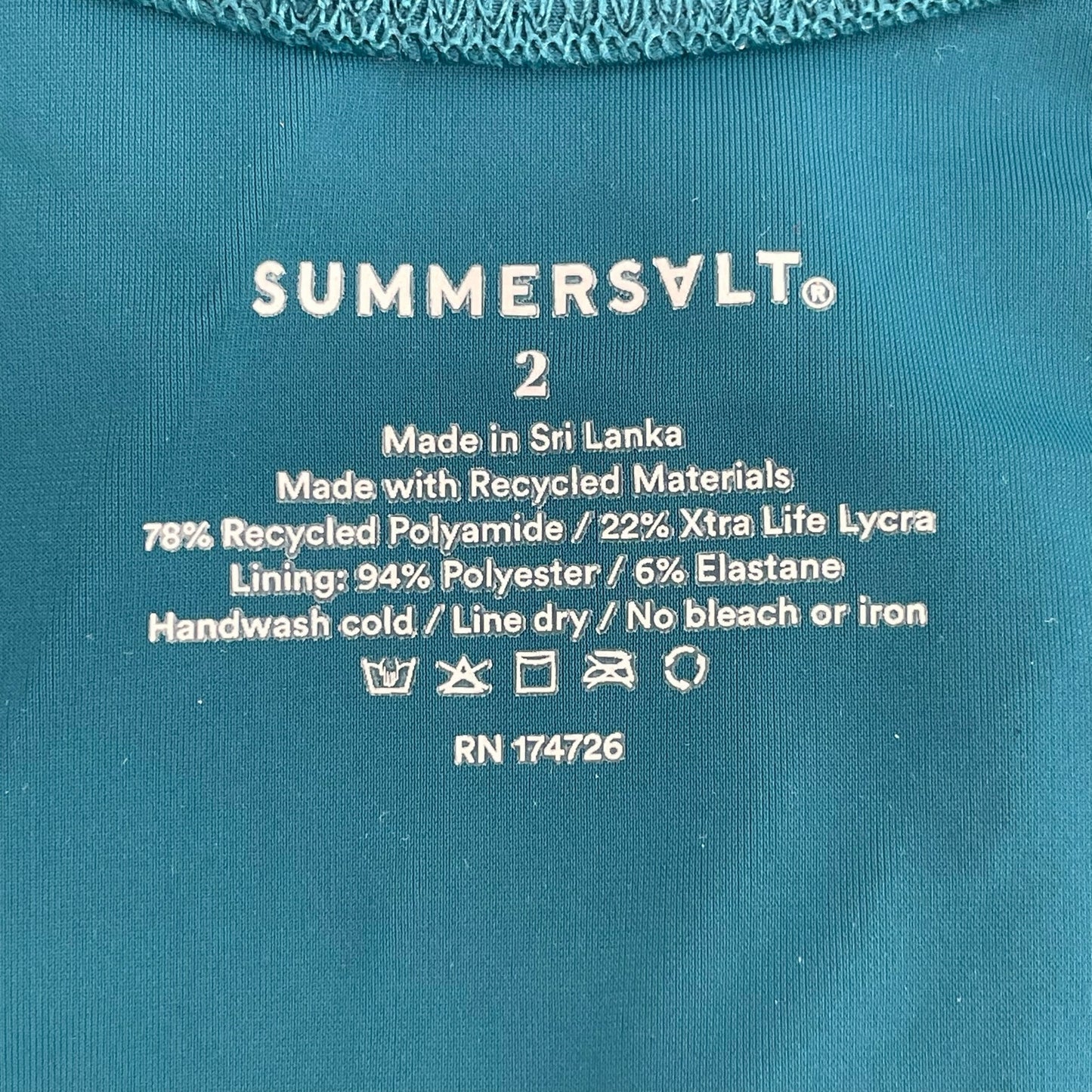 Summersalt The Swan Dive Green Teal Seaglass Seaweed Keyhole One Piece Swimsuit, Size 2