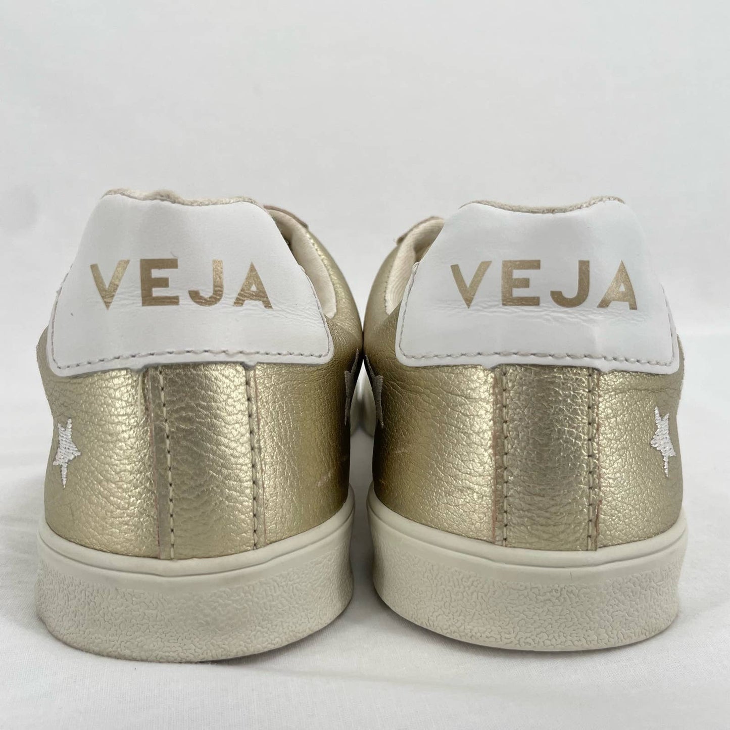 Madewell x Veja Esplar Low Sneakers White Star Embroidery Gold Leather Size 6 | EU 37
