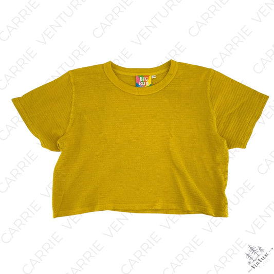 Big Bud Press Honeycomb Crop Tee Golden Yellow Short Sleeve Cropped Cotton Top Unisex Size M