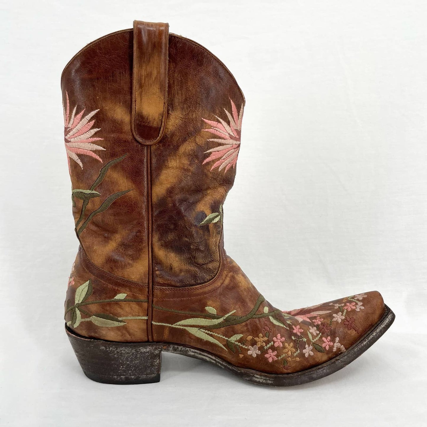 Old Gringo Ellie Boot Low Western Cowboy Cowgirl Floral Leather Brass Brown Size 8.5