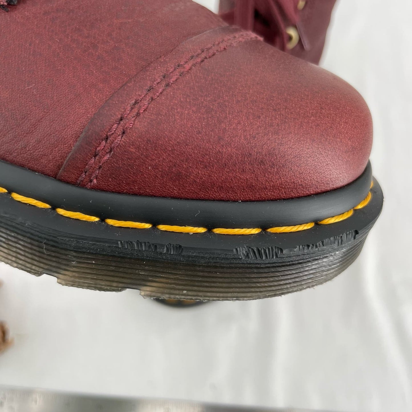 Dr. Martens Aimilita Red Leather Fold Over Biker Boot Tartan Green Grunge Docs Size 7
