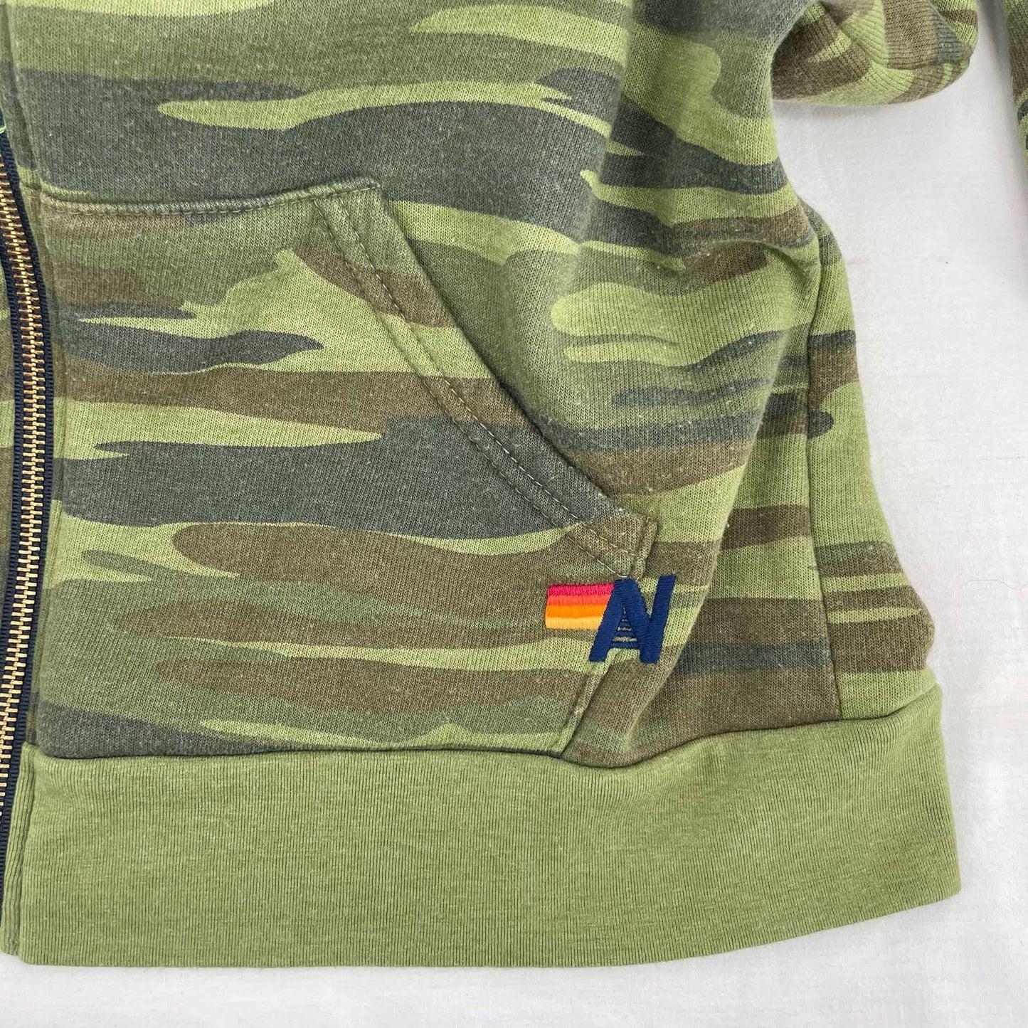 Aviator Nation Zip Hoodie Bolt Camo Green Camouflage Yellow Lightning Unisex Size L