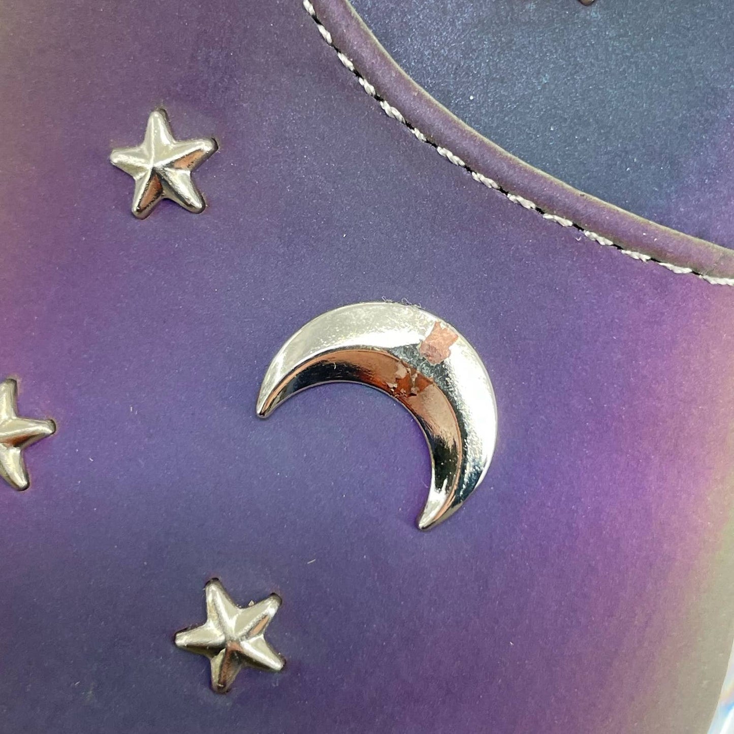 Exotic Cosmic Reflective Heels Celestial Moon Stars Clear Platform Dancer Boots Size 7