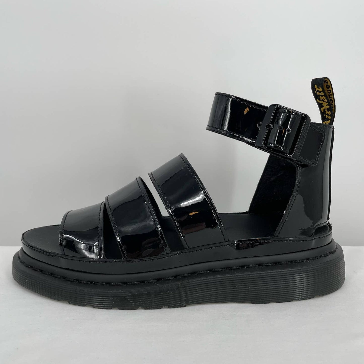 Dr. Martens Clarissa II Black Patent Leather Sandals Goth Grunge Summer Size 9