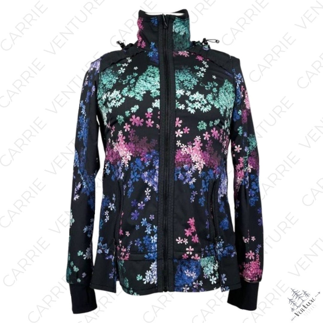 Lululemon Run Bandit Jacket Petal Pop Multi Black Running Athletic Activewear Size 4