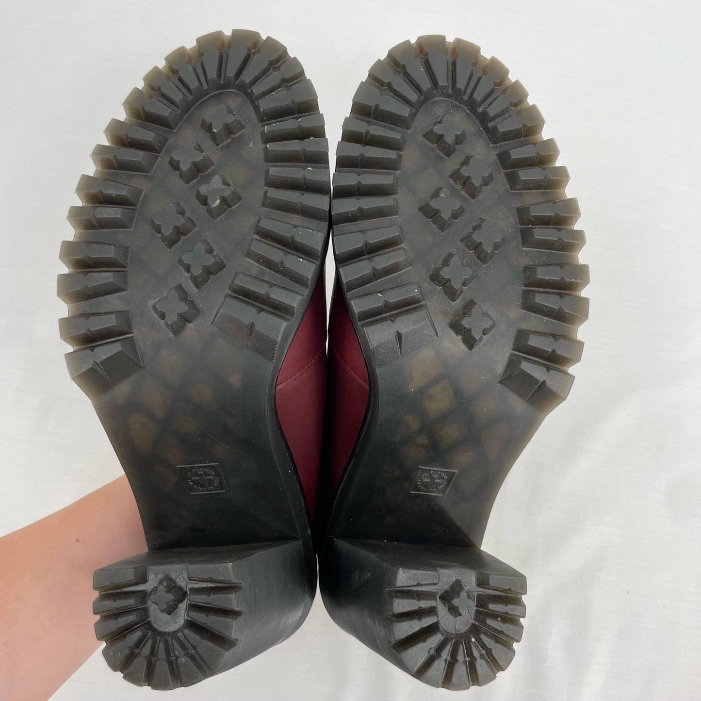 Dr. Martens Cordelia Wine Red Maroon Leather Chunky High Heeled Pumps Shoes Size 11