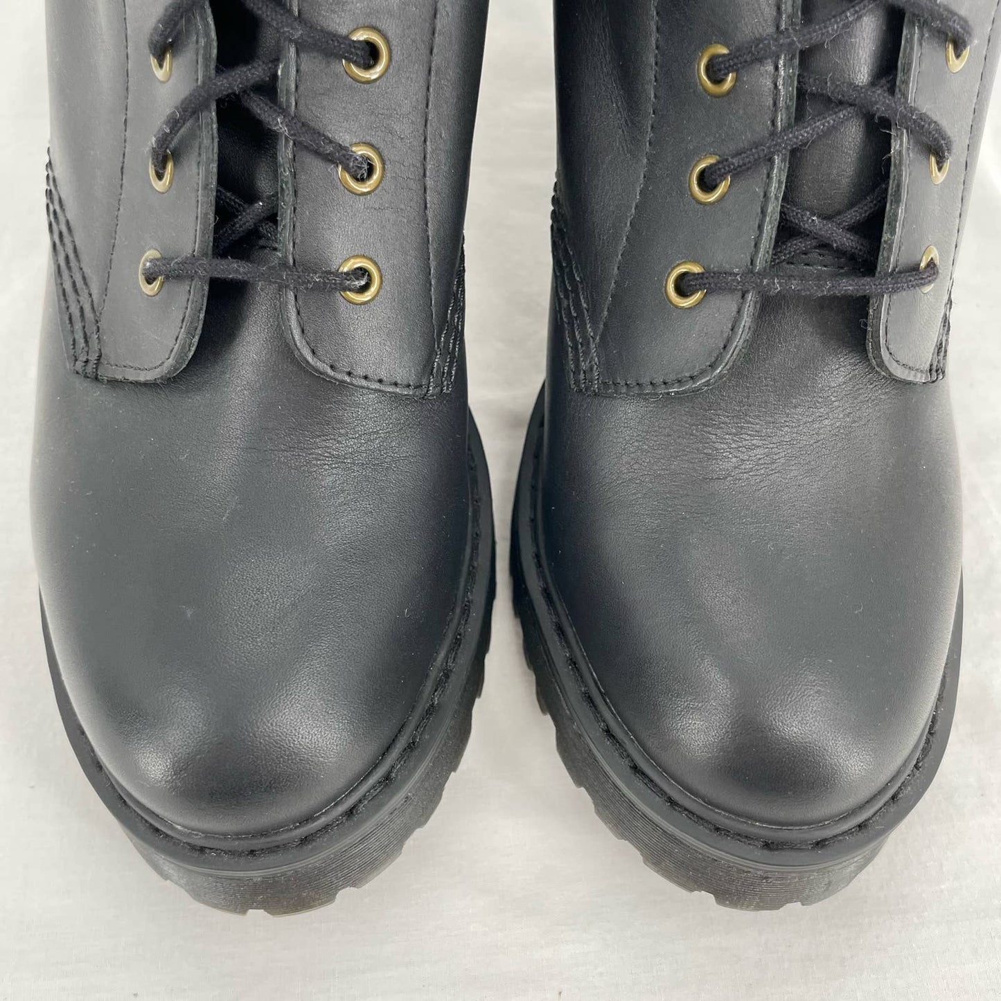 Dr. Martens Kendra Black High Heels Smooth Leather Lace Up Witchy Heeled Boots Size 9