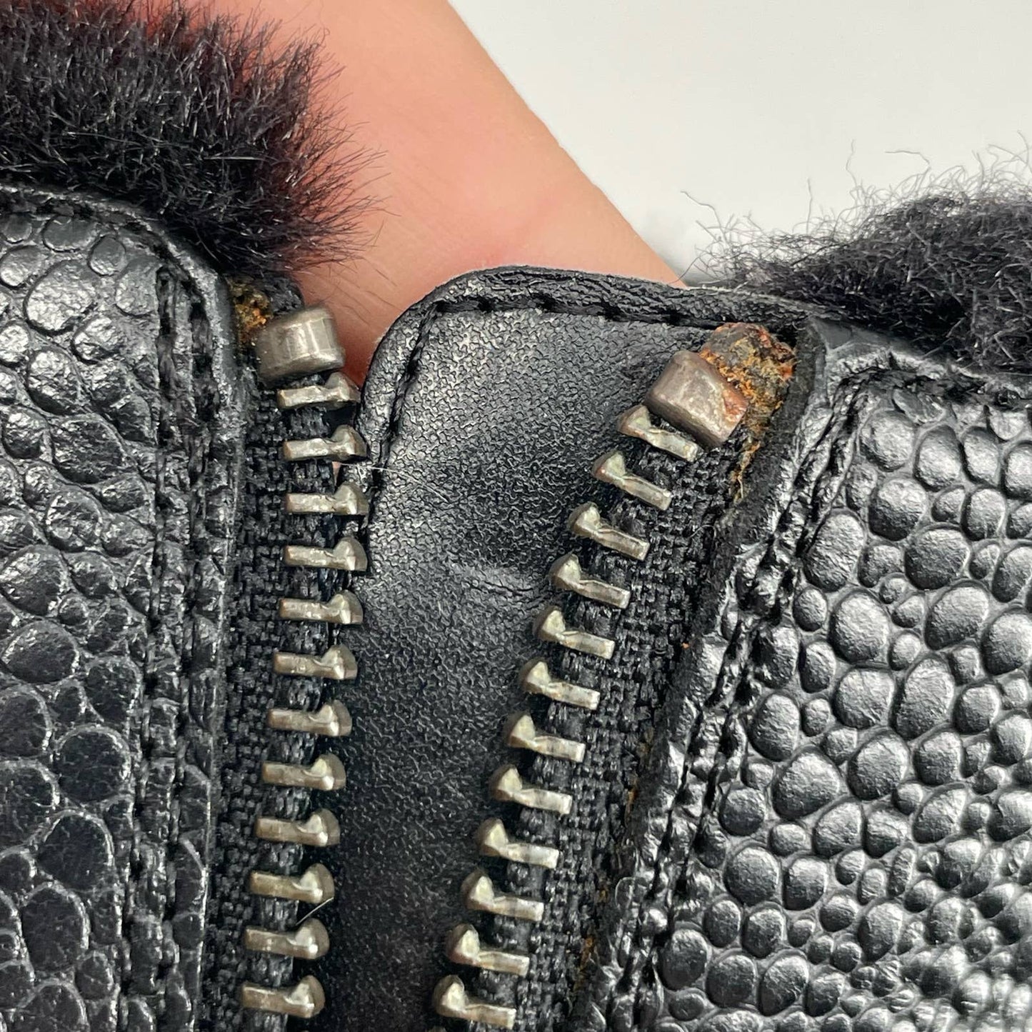 Dr. Martens Magdalena Fur Lined Black Witchy Grunge Leather Heeled Ankle Boot 10