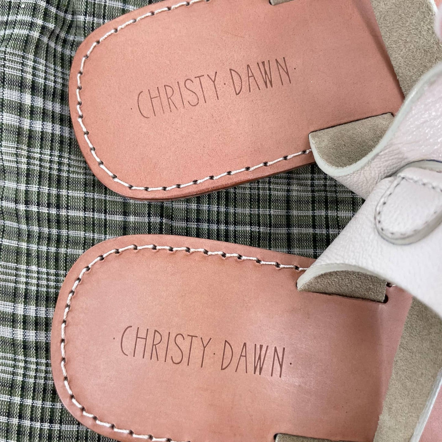 Christy Dawn The Dawn Sandals Sandstone Leather Strappy Flat Shoes Cream Tan Size 9