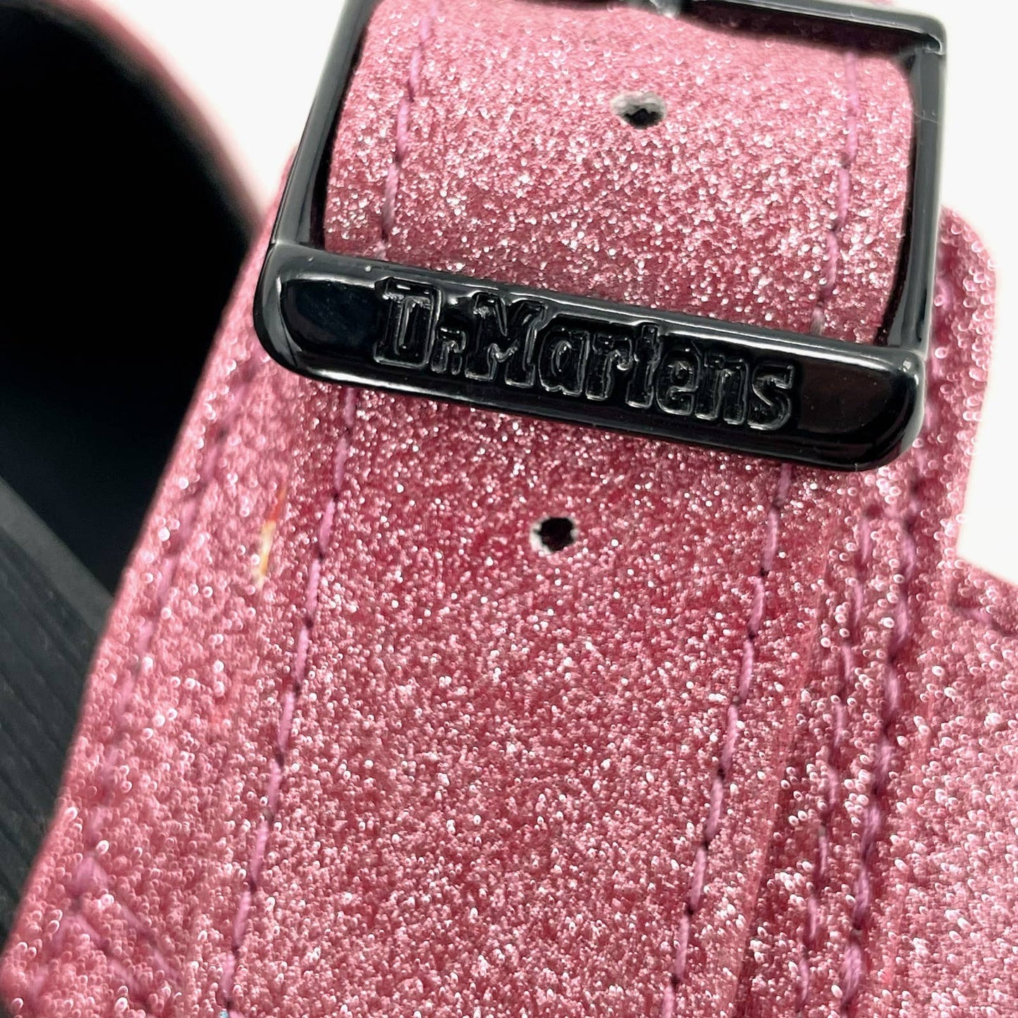 Dr. Martens Voss Sandals Pink Fine Glitter Chunky Sole Platform Buckle Straps Size 8