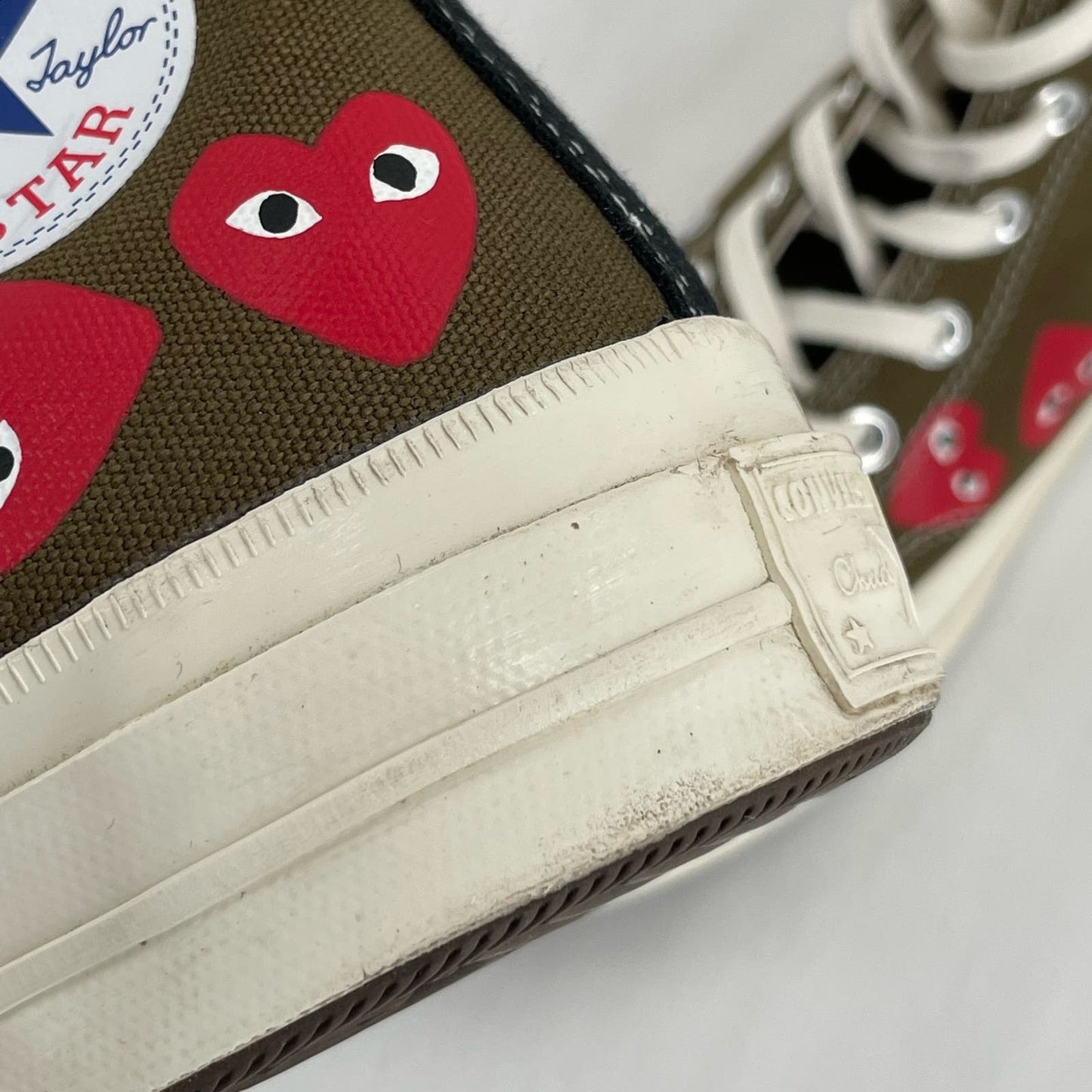 Converse X Comme des Garcons Play Chuck Taylor Multi Heart Khaki Sneaker Shoes Size 7